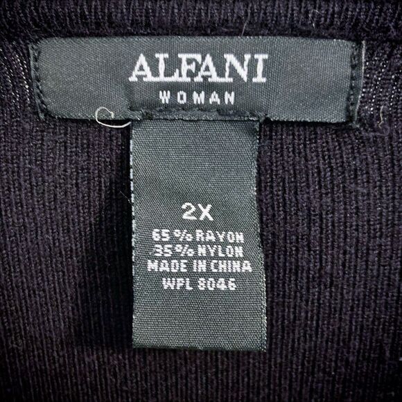 Alfani Open Front Black Cardigan Sweater Plus Size 2X 2XL Flared Sleeves Soft - Picture 3 of 4